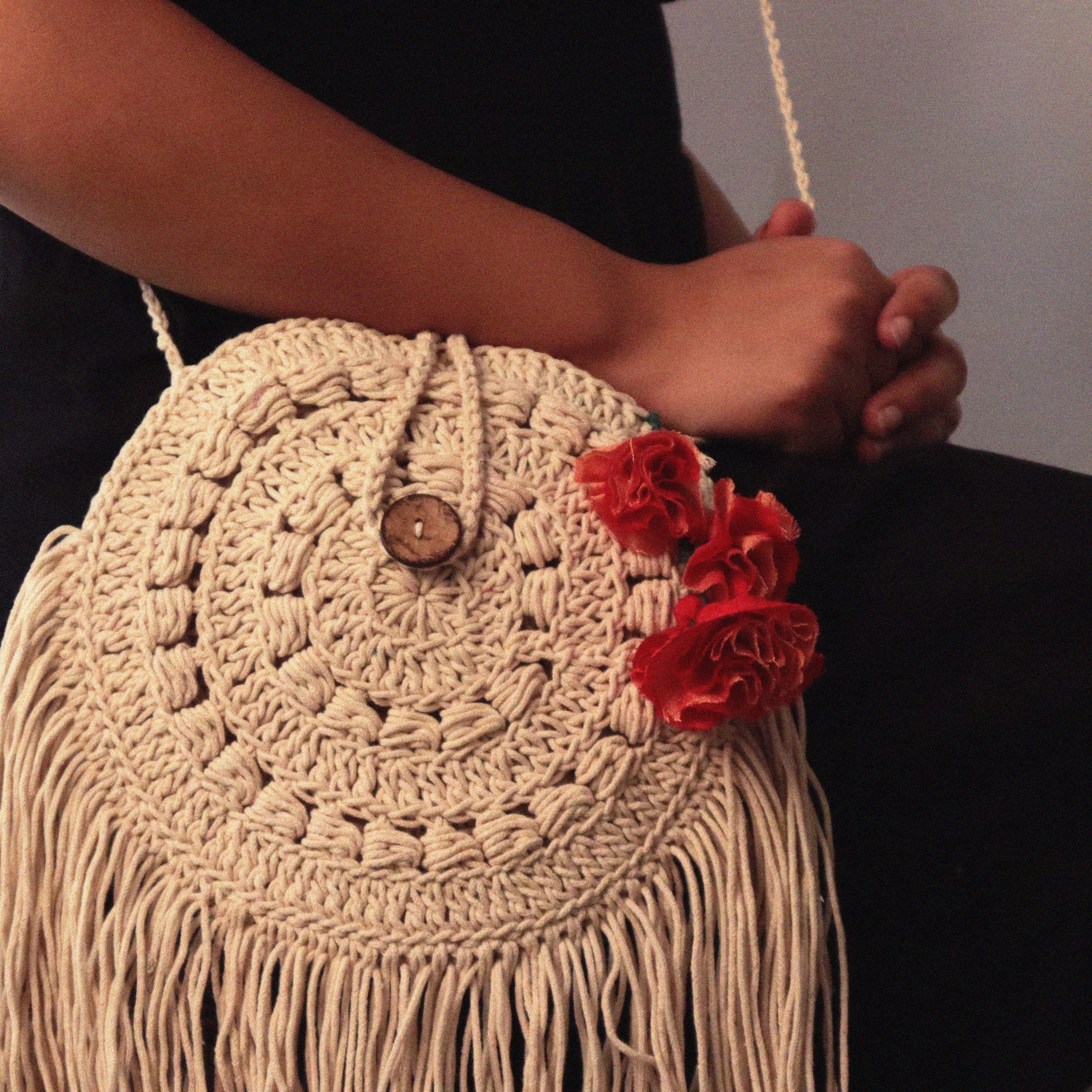 Boho Tassel Crochet Sling Bag Itihasikala