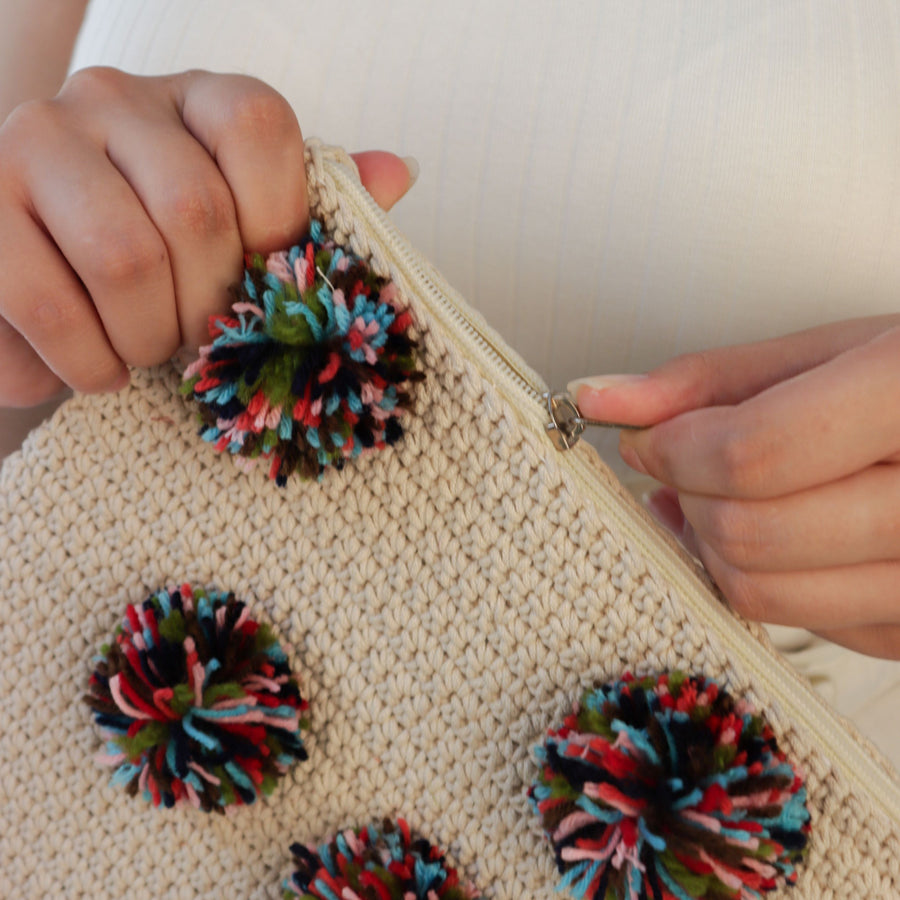 The Pom-Pom Crochet Pouch