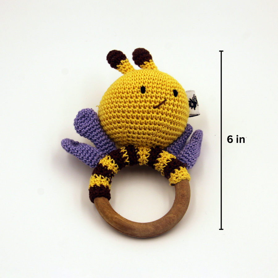 Cotton Crochet Honeybee Rattle