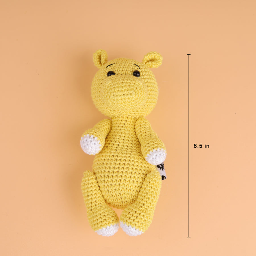 Cotton Crochet Yellow Hippo Stuff Toy