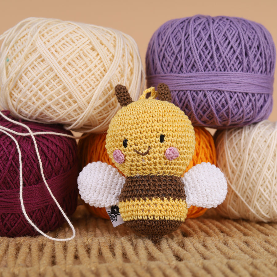 Crochet Honey Bee Keychain Toy