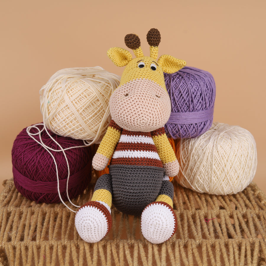 Cotton Crochet Giraffe Soft Toy