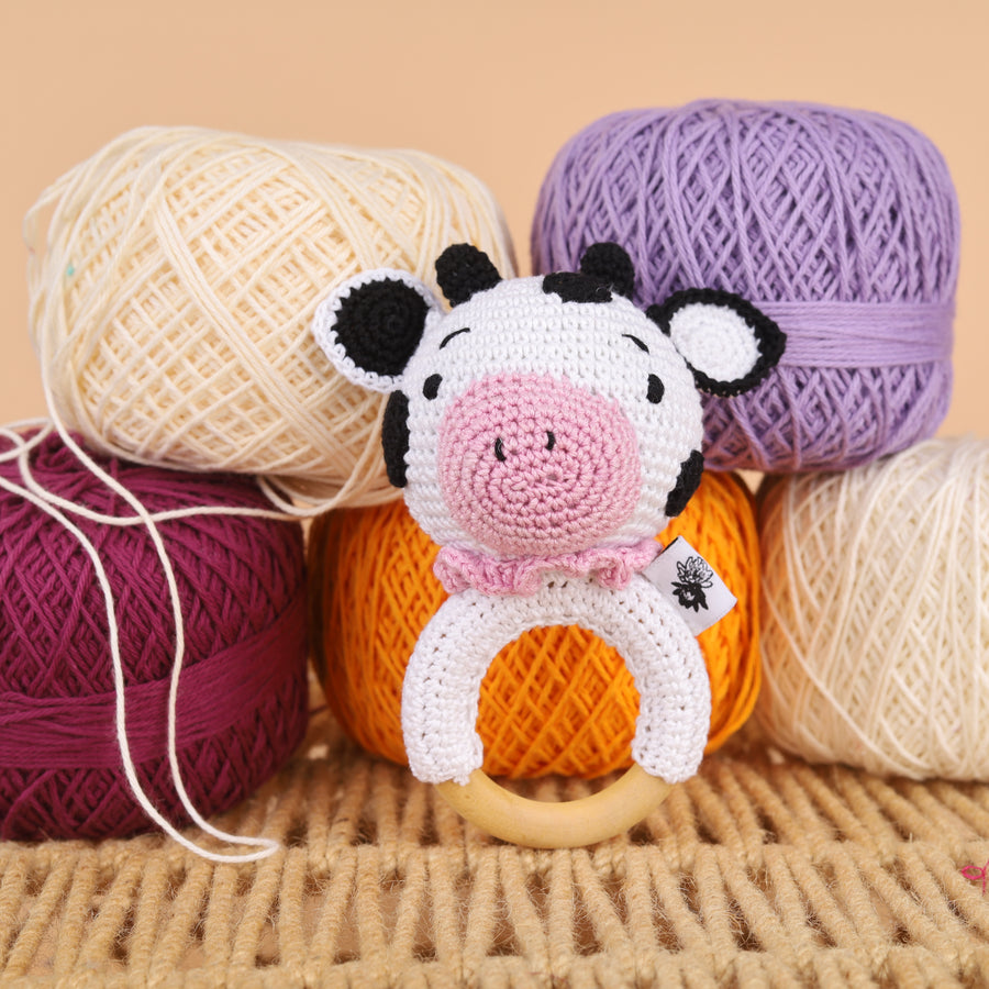 Cotton Crochet Cow Rattle