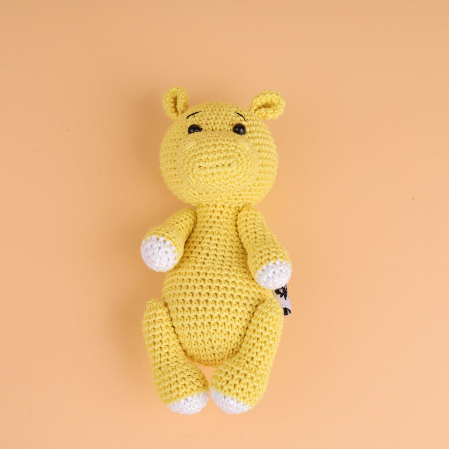 Cotton Crochet Yellow Hippo Stuff Toy