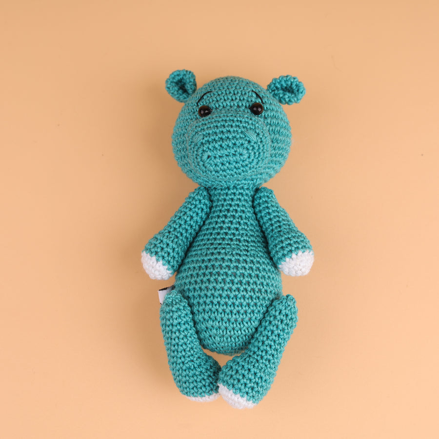 Cotton Crochet Blue Hippo Stuff Toy