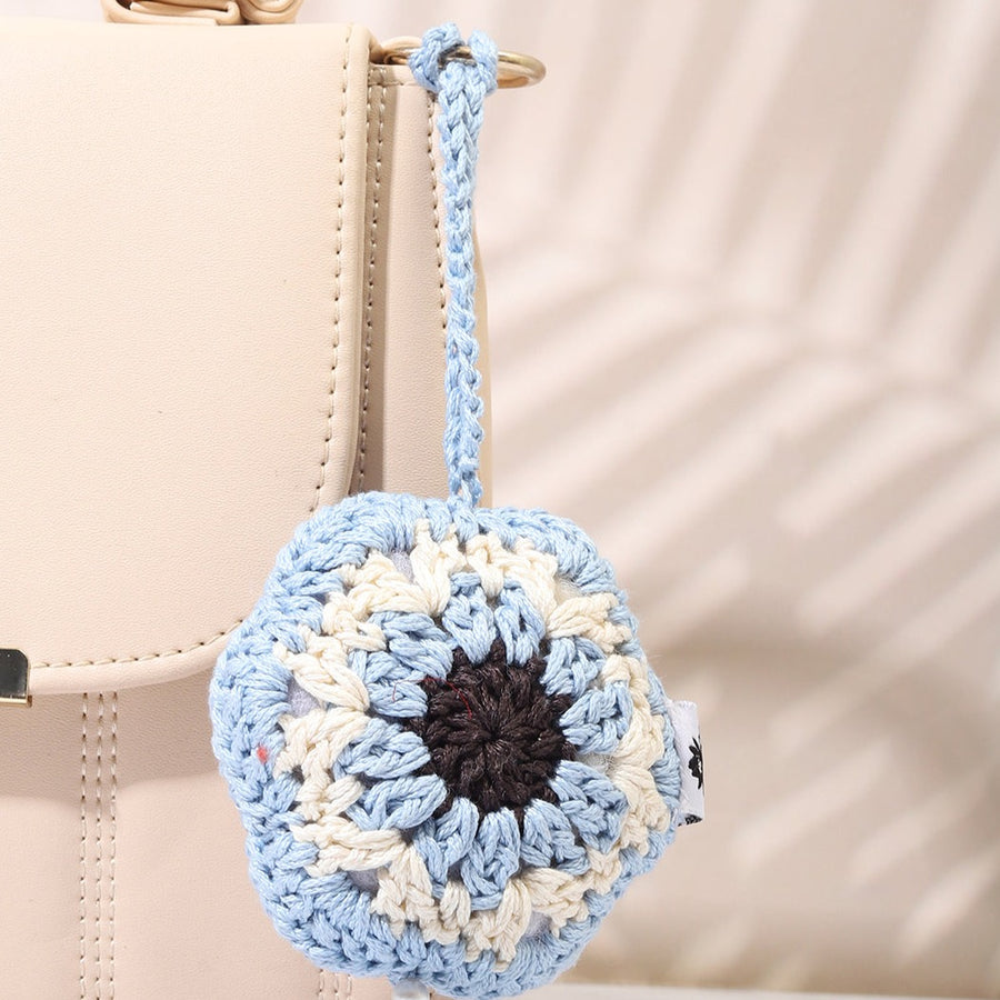 Floral Evil Eye Crochet Keychain