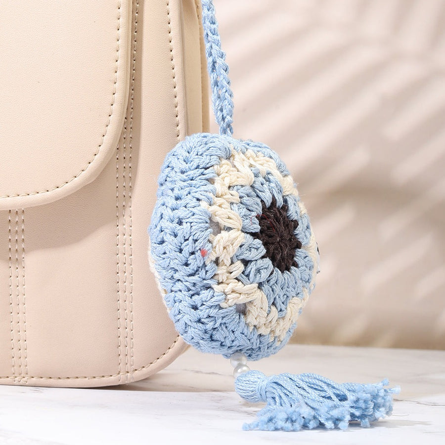 Floral Evil Eye Crochet Keychain